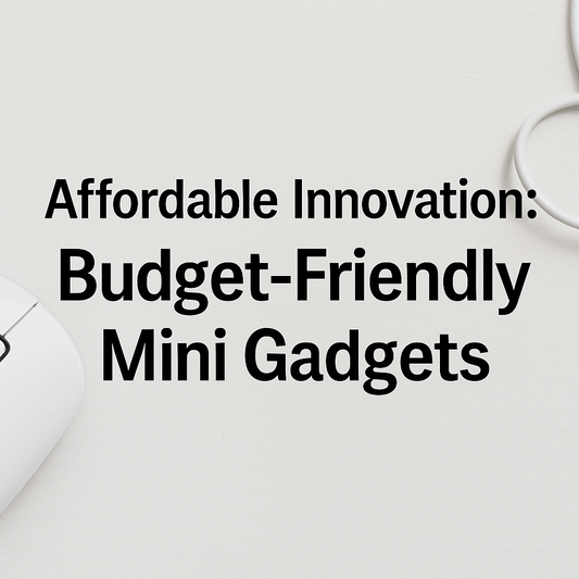 Affordable Innovation – Budget-Friendly Mini Gadgets blog cover with minimalist tech design.