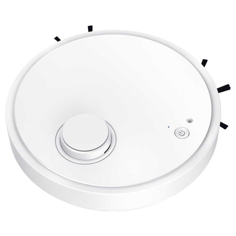 Top view of white 3-in-1 mini robot vacuum cleaner with UV sterilization feature