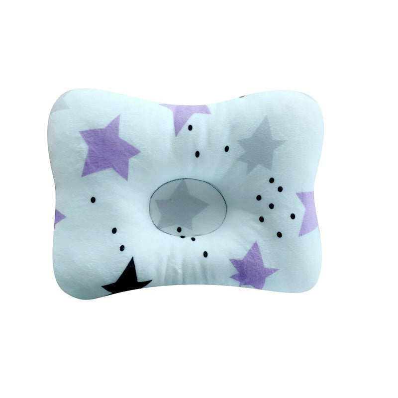 Baby head support pillow with star pattern on a white background