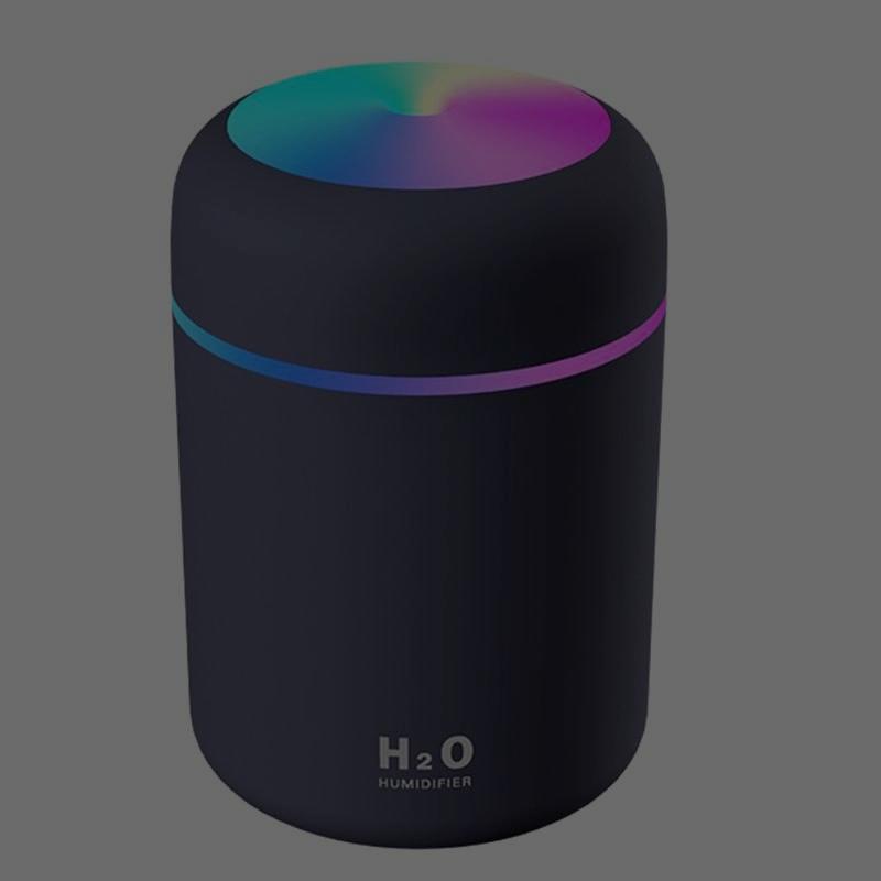 Black Color Cup USB Air Humidifier with LED light on white background