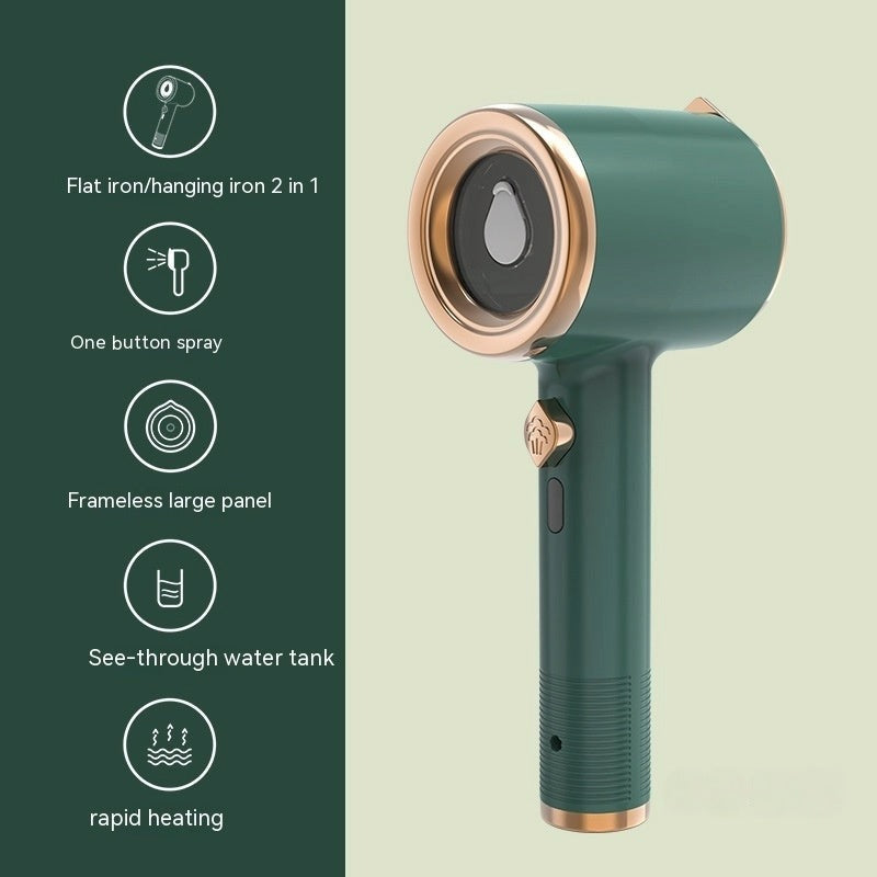 Mini Portable Handheld Garment Steamer green – product features with icons