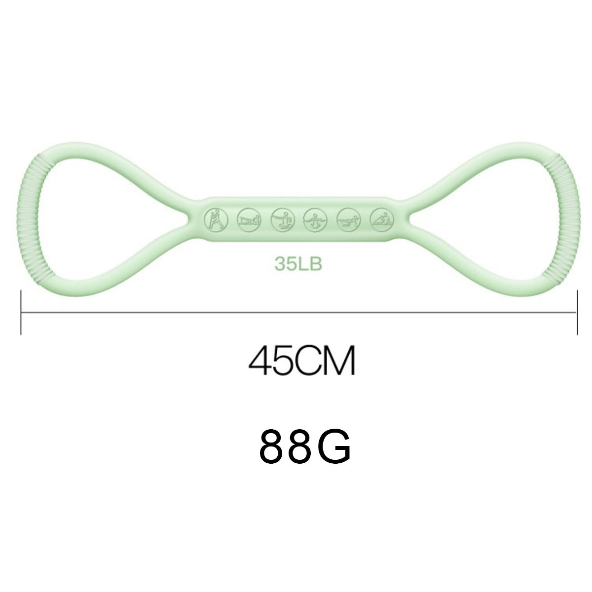 Green mini resistance band with size 45 cm and weight 88 g – durable silicone fitness band