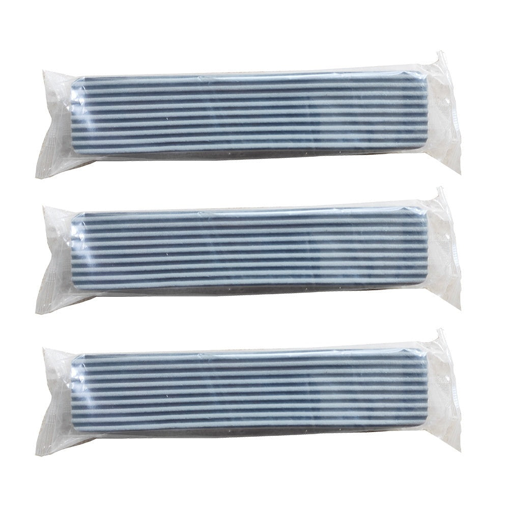 Pack of three replacement mop refill heads in sealed plastic packaging, ideal for compact self-squeeze mop.