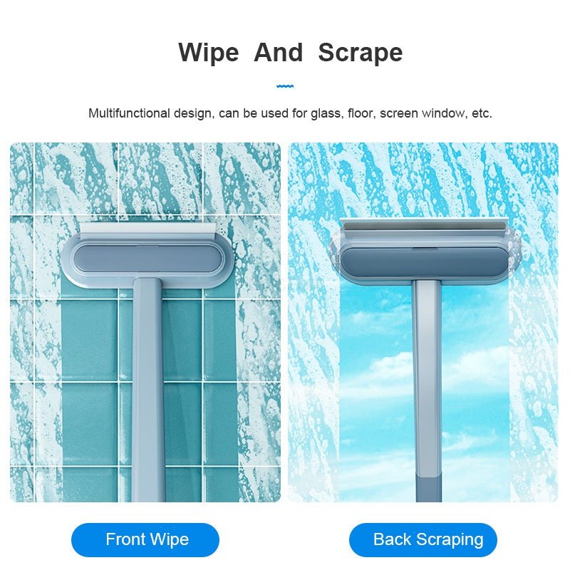 Pet hair brush with dual function: front wipe and back scraping for glass and tiles