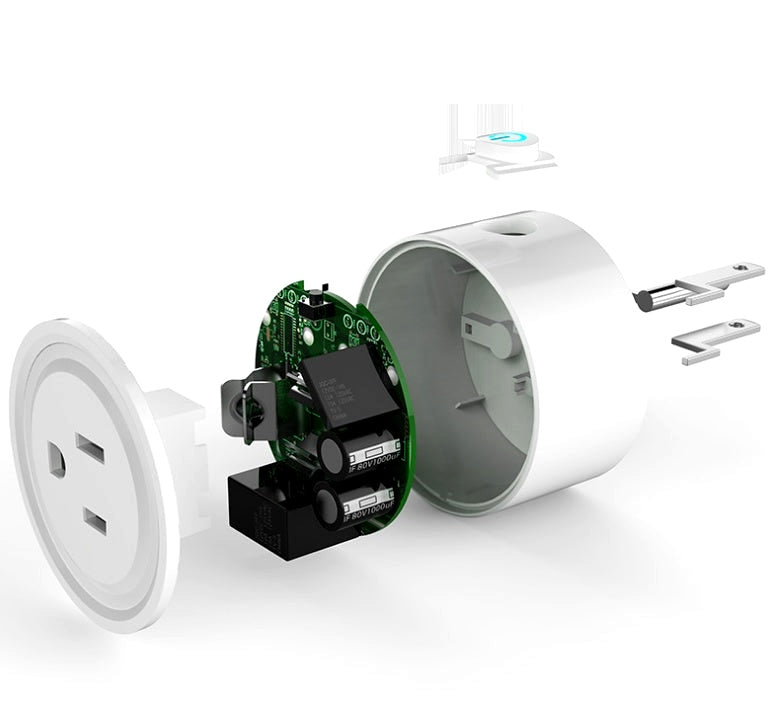 Exploded view of WiFi Smart Plug showing internal electronic components