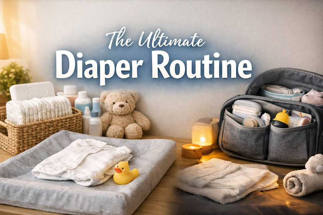 Baby care essentials on a changing table for an organized diaper routine