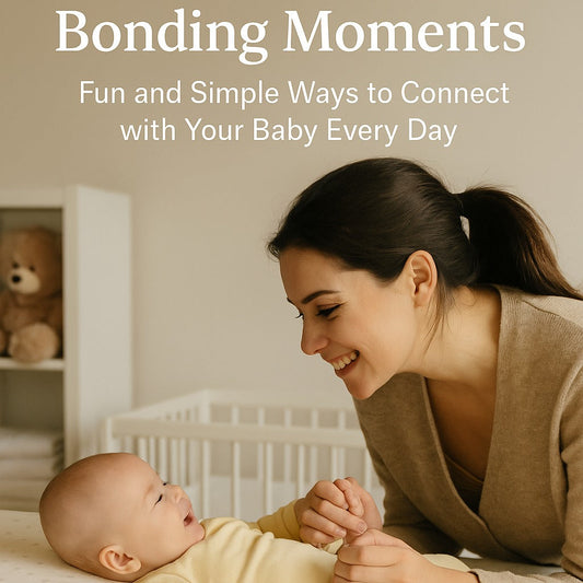 Mother smiling and holding hands with her baby in a cozy nursery, illustrating bonding moments for the baby care blog.