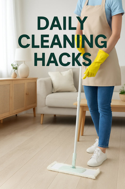 Person cleaning a bright modern living room with a mop – Daily Cleaning Hacks