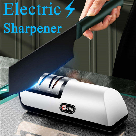 Multifunctional electric knife sharpener with sleek design and dual sharpening slots