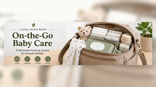 Organized diaper bag with baby essentials for an on-the-go baby care minimalist packing system.