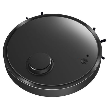 Top view of black 3-in-1 mini robot vacuum cleaner with UV sterilization feature