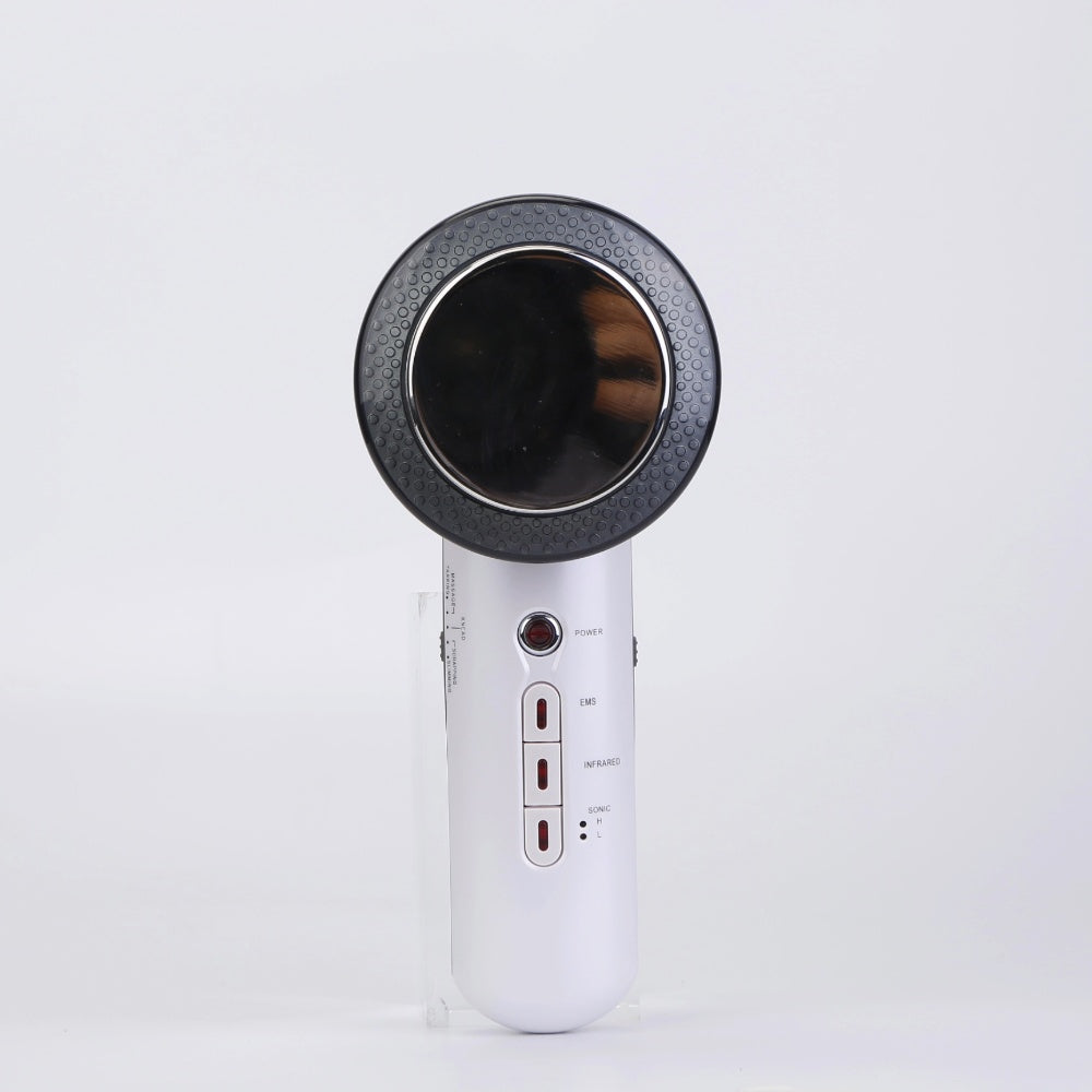 Front view of 3-in-1 ultrasonic body shaping massager standing on a white background