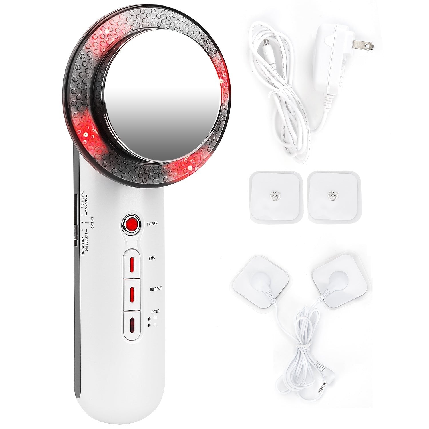 3-in-1 ultrasonic body shaping massager set with power adapter and EMS pads