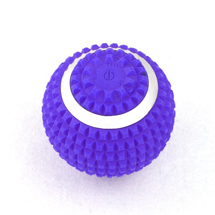 Purple 4-speed electric massage ball with textured surface and control button