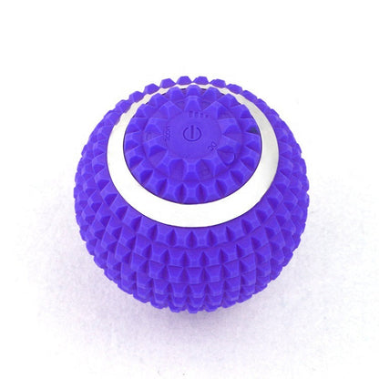 Purple 4-speed electric massage ball with textured surface and control button