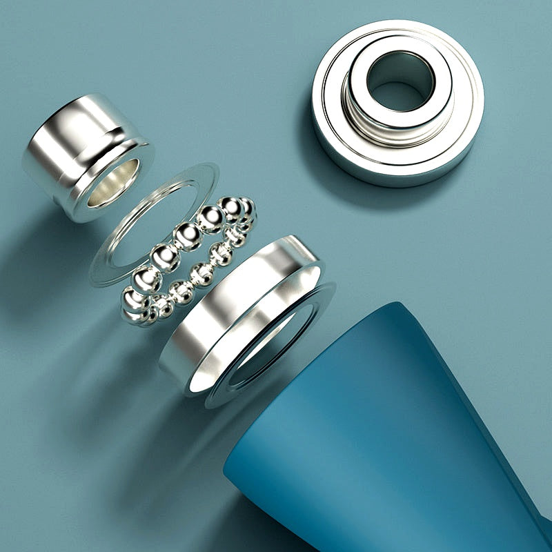 Close-up of internal 360° ball bearing mechanism used in a cordless jump rope handle for smooth rotation.