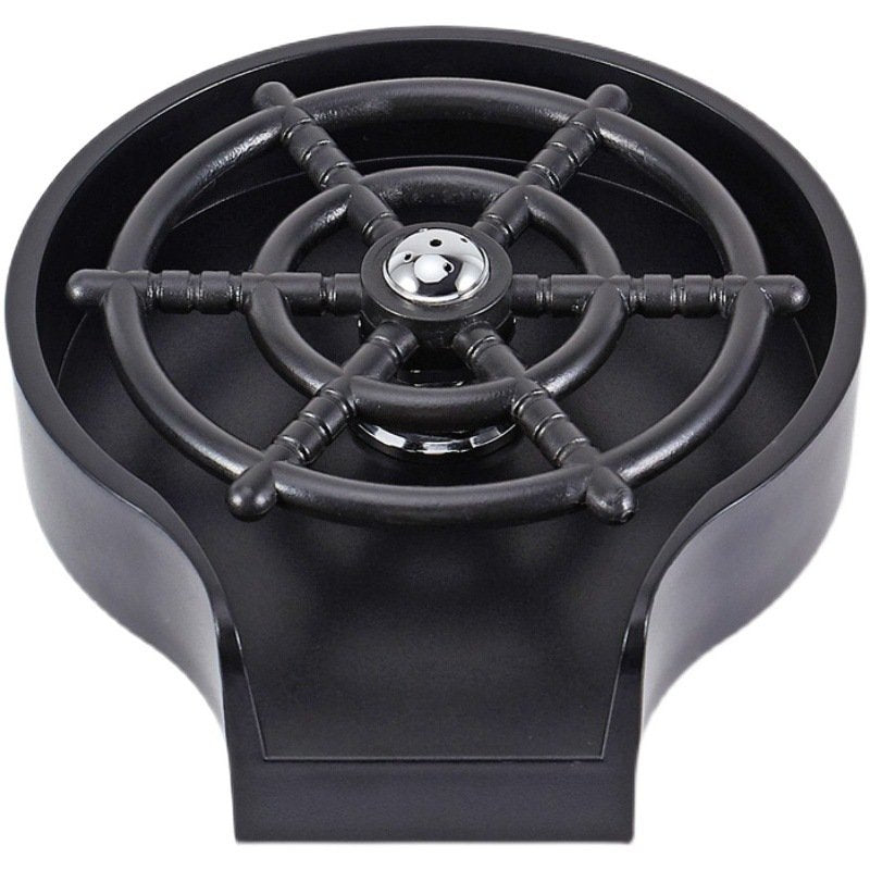 Top view of the Automatic High-Pressure Cup Rinser for Sink in black color, showing the spray head design.