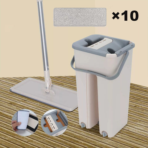 Multi-Functional Flat Mop and Bucket Set