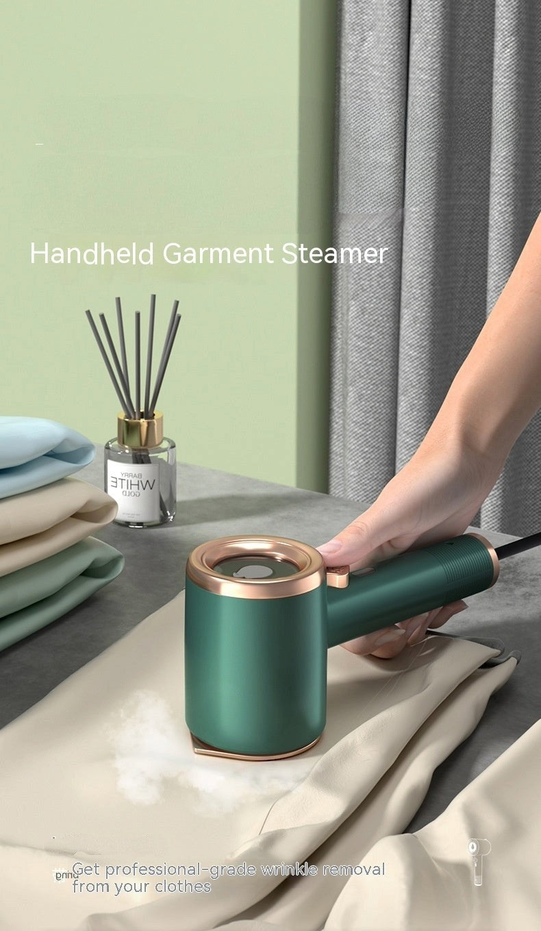 Portable Handheld Garment Steamer green – ironing clothes wrinkle removal demo