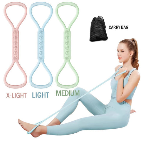 Set of 3 mini resistance bands with carry bag – light, medium, and extra light levels for full body workout and yoga training
