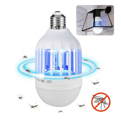 Mosquito Killer LED bulb with UV light attracting insects and mosquito icon