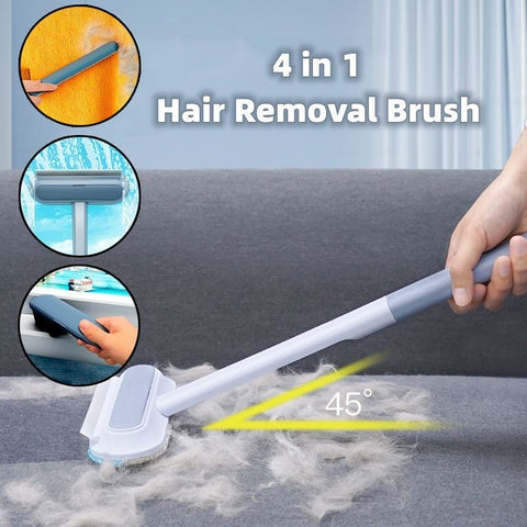 4-in-1 multi-surface pet hair removal brush in use on sofa