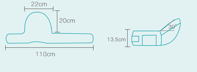 Dimensional diagram of baby carrier waist stool – showing height, width, and seating angle measurements