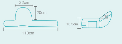 Dimensional diagram of baby carrier waist stool – showing height, width, and seating angle measurements