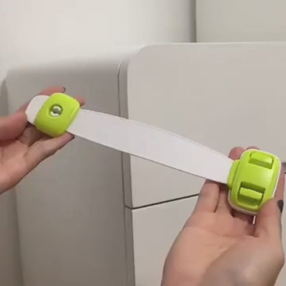 Product video of the Child Safety Straps showing how to install and use them to secure cabinets, drawers, and appliances
