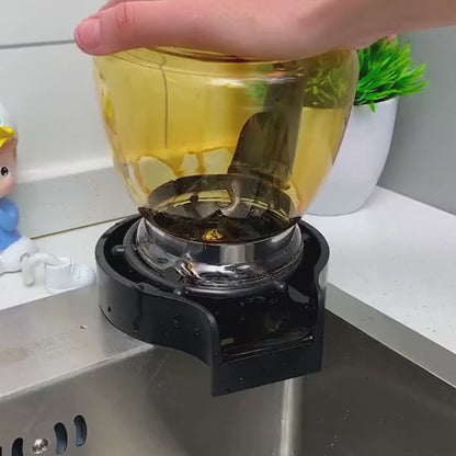 Demonstration of the Automatic High-Pressure Cup Rinser for Sink showing powerful 360° water spray and quick cup cleaning performance.