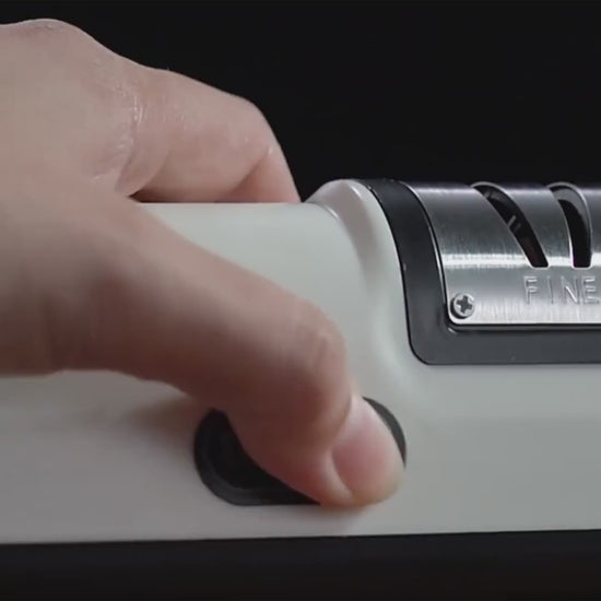 Short video of the Electric Knife & Scissor Sharpener – USB Rechargeable, Dual-Stage System demonstrating quick knife and scissor sharpening.