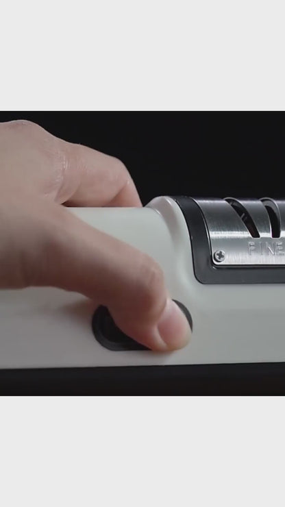 Short video of the Electric Knife & Scissor Sharpener – USB Rechargeable, Dual-Stage System demonstrating quick knife and scissor sharpening.