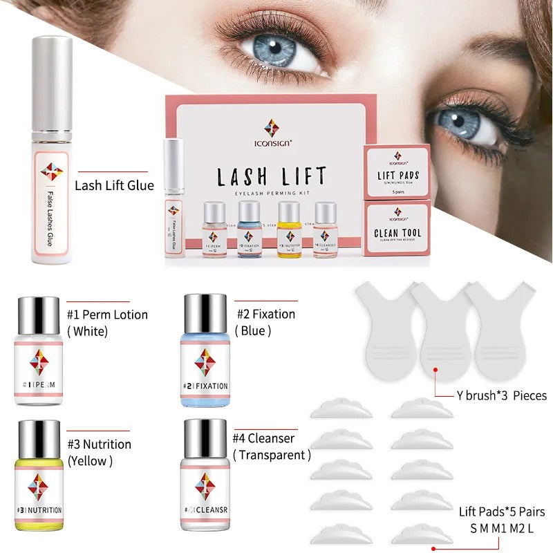 Professional Lash Lift Kit – Complete Set with Perm Lotion, Fixation, Nutrition, Cleanser, Lift Pads, and Tools