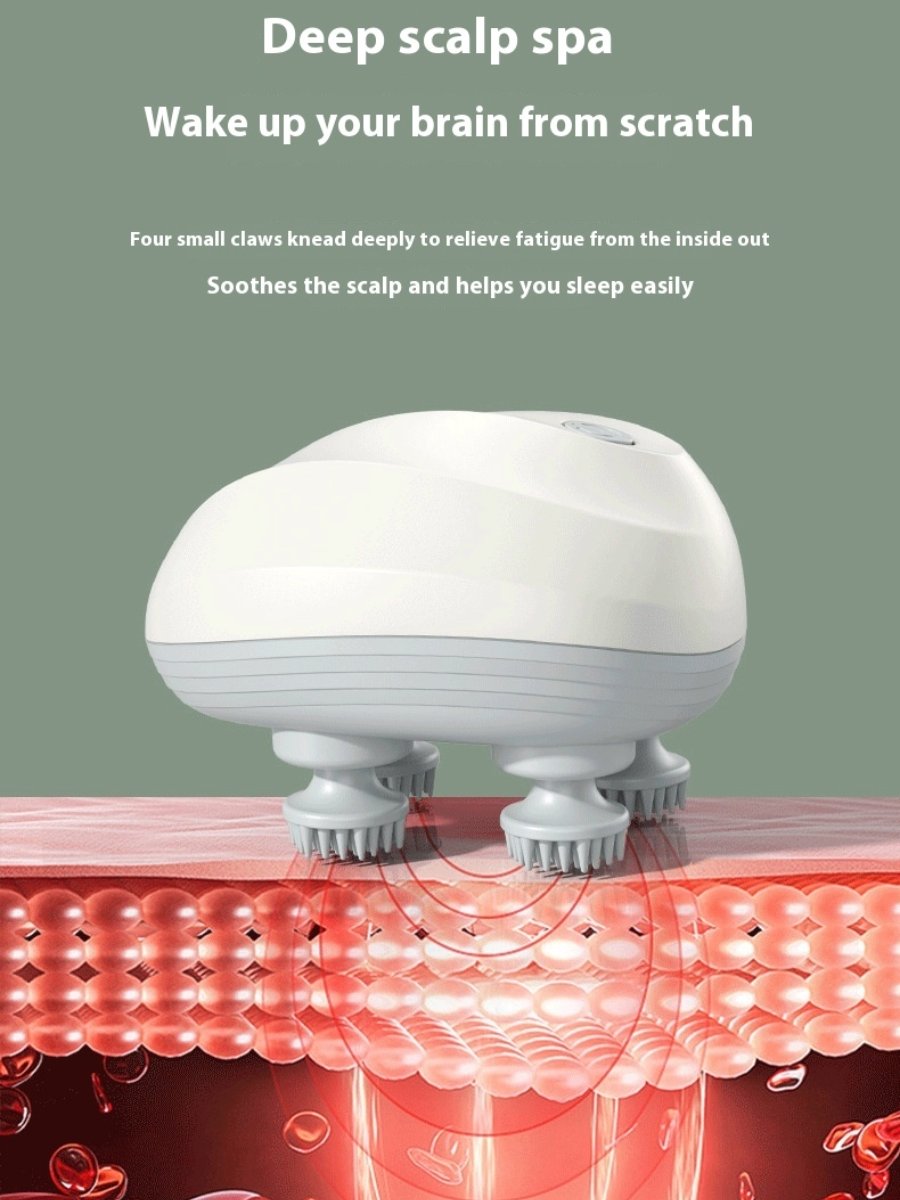 Scalp massager demonstrating deep kneading for relaxation and better sleep
