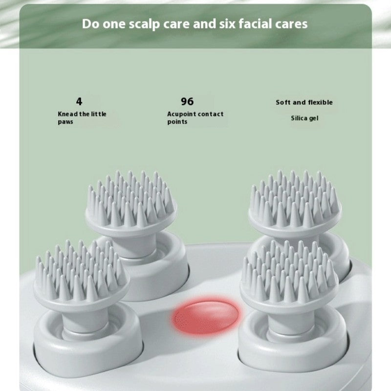 Soft silicone massage heads with 96 contact points for deep scalp care