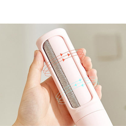 Close-up of reusable pet hair remover brush with self-cleaning mechanism