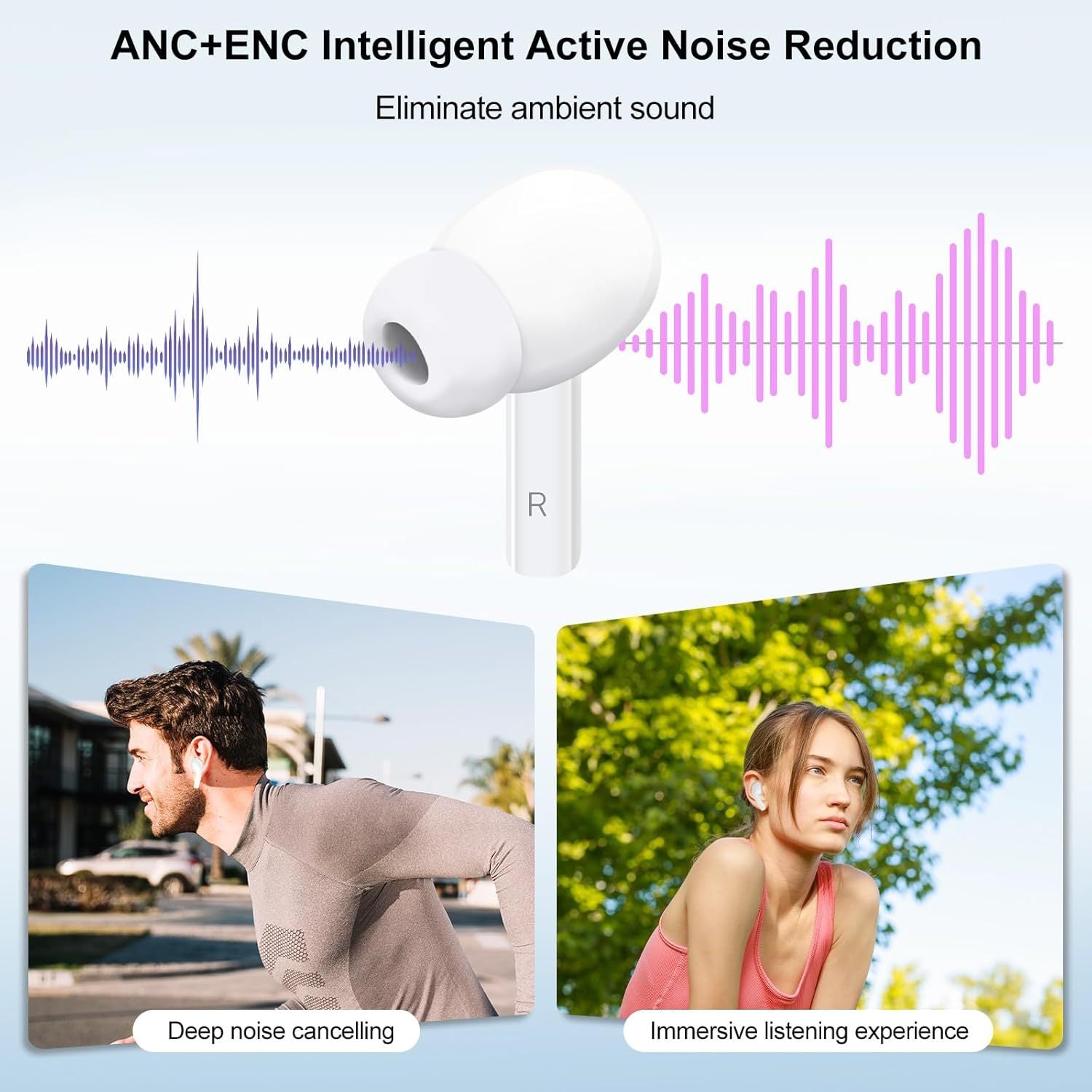 Smart Bluetooth Earbuds A9Pro featuring ANC and ENC intelligent active noise reduction for immersive sound experience