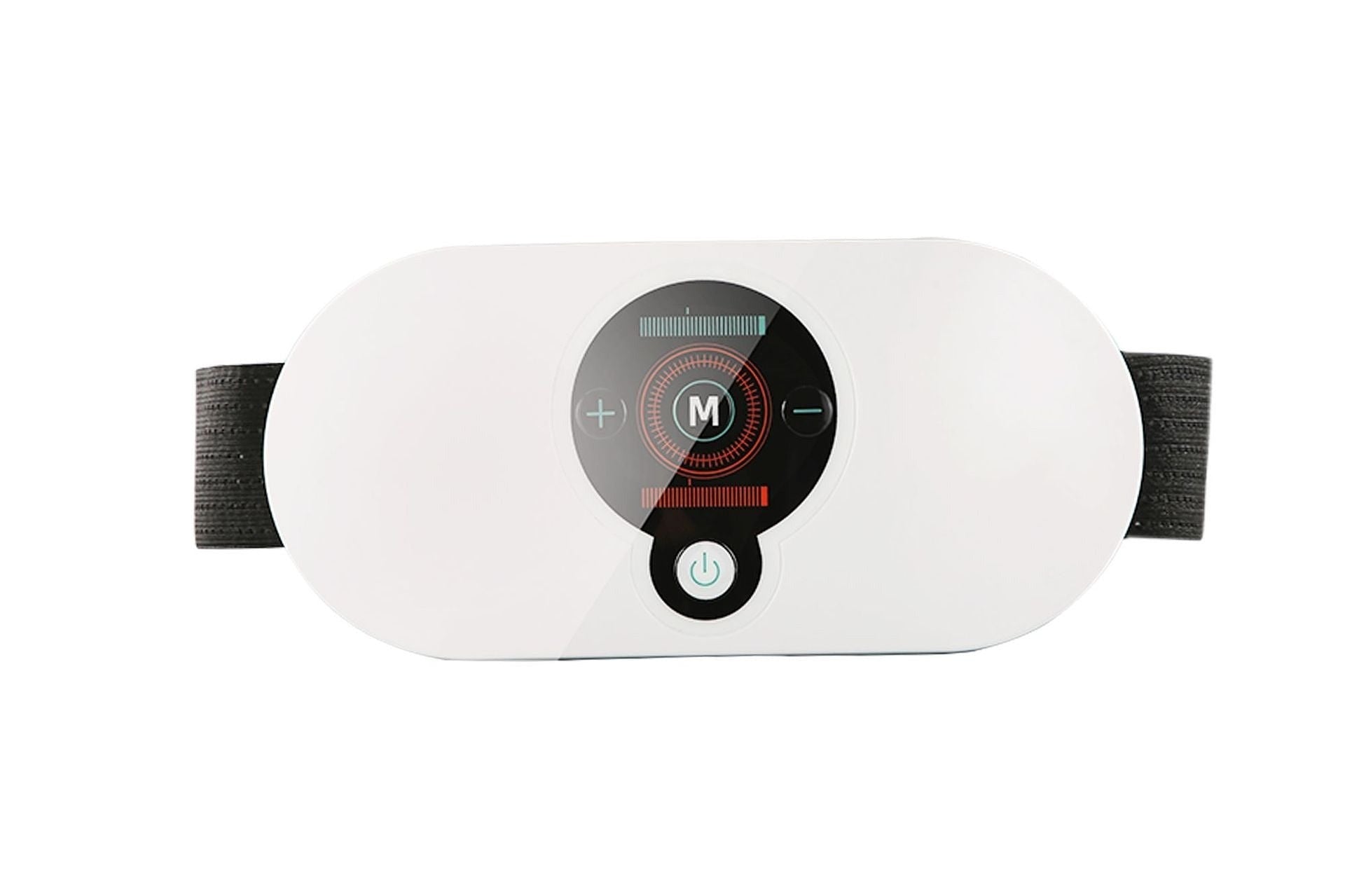 White smart heating massage belt front close-up