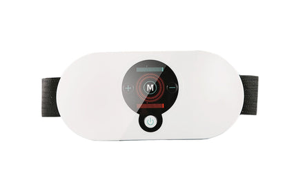 White smart heating massage belt front close-up