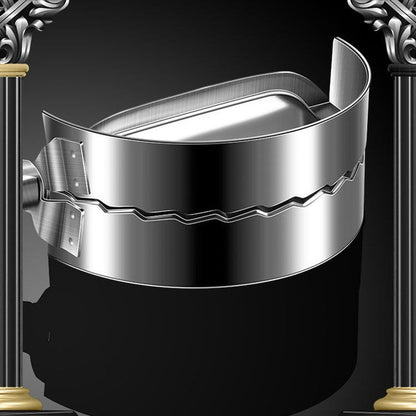 Close-up view of stainless steel dumpling maker edge showing crimped sealing design