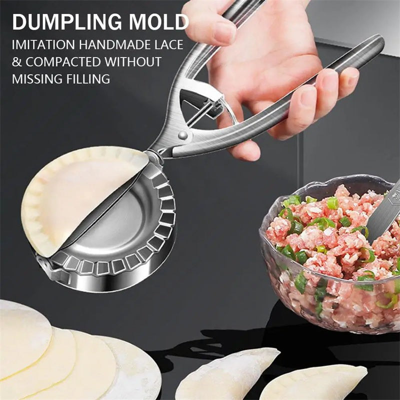 Stainless steel dumpling mold used to press and seal homemade dumplings