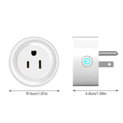 WiFi Smart Plug with front and side view showing product dimensions in cm and inches